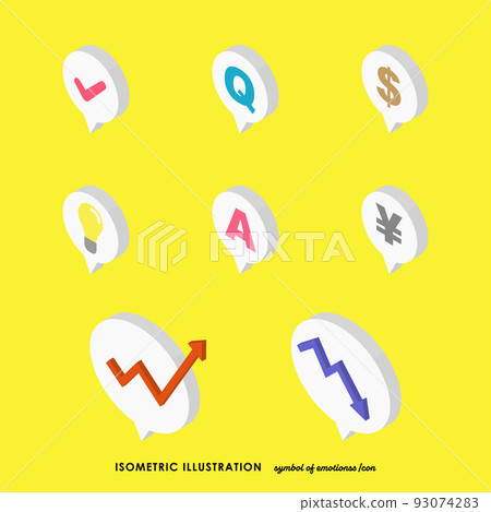 Isometric icon smartphone and speech bubble icon business set 93074283