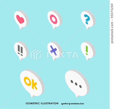 等距圖標智能手機和語音氣泡圖標藍色集 93074284