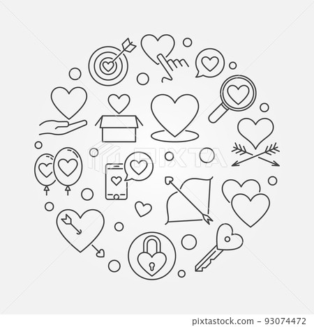 Unconditional love vector round illustration in thin line style 93074472