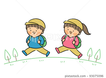 Elementary school students going on an excursion illustration of men and women 93075096