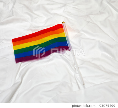 LGBT flag on a white background close-up LGBT flag on a white background close-up 93075199