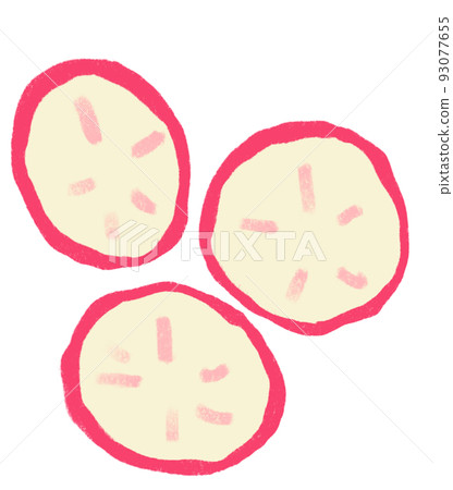 Radish sliced breakfast food set elements hand drawn doodle minimal style pastel color illustration 93077655