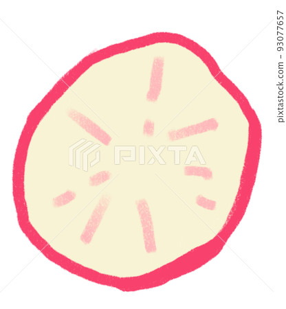 Radish sliced breakfast food set elements hand drawn doodle minimal style pastel color illustration 93077657