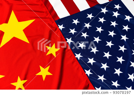 American and Chinese flags, diplomatic crisis concept American and Chinese flags, diplomatic crisis concept 93078197