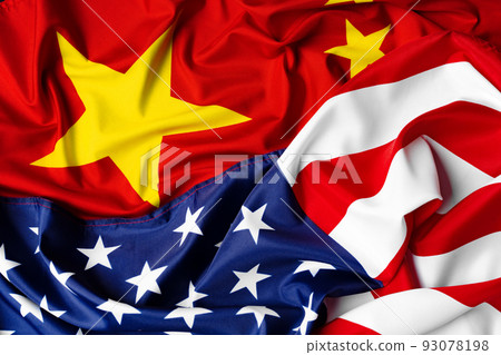American and Chinese flags, diplomatic crisis concept 93078198
