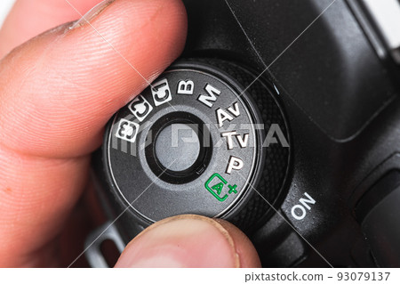 Closeup view of digital camera Closeup view of digital camera 93079137