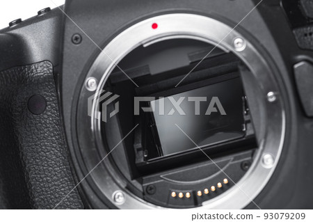Closeup view of digital camera Closeup view of digital camera 93079209