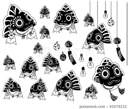 Hand drawn illustration of goldfish Nebuta - line drawing 93079252