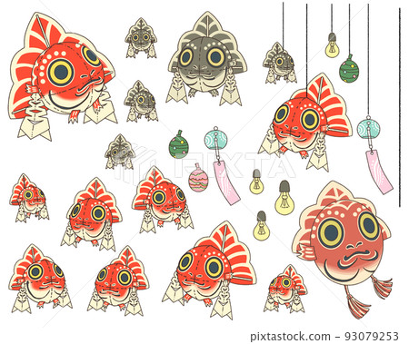 Hand drawn illustration of goldfish Nebuta-color 93079253