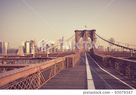 Brooklyn Bridge in retro colors, New York City, USA. Brooklyn Bridge in retro colors, New York City, USA. 93079387