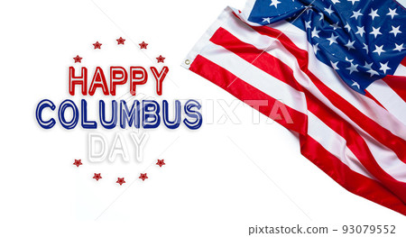 Happy Columbus day banner, american patriotic background Happy Columbus day banner, american patriotic background 93079552