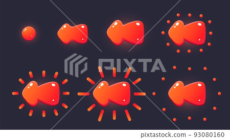Click animation. Cartoon cursor click frame sequence, pointer interaction sprite user interface game asset. Vector GUI element animation stages 93080160