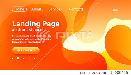 Abstract orange gradient landing page. Pattern with liquid color waves, fluid geometric lines, modern digital banner. Website template, dynamic forms backdrop vector minimal graphic design 93080466