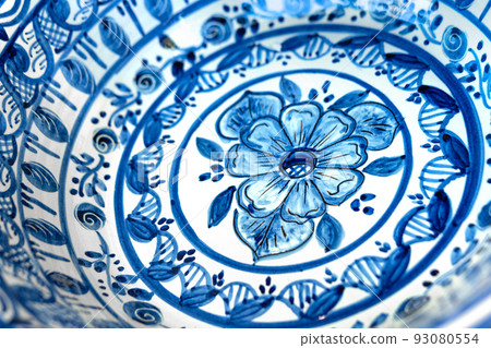 Detail of azulejo Portuguese ceramic plate 93080554