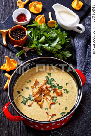 Kanttarellikeitto Finnish Chanterelle Soup in pot Kanttarellikeitto Finnish Chanterelle Soup in pot 93080845