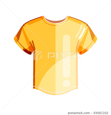 Yellow jersey isolated on white background. Colorful flat mellow Johnny T-shirt. Cartoon vector illustration for poster, web design, banner, card, flyer, icon, logo or badge. 93081102