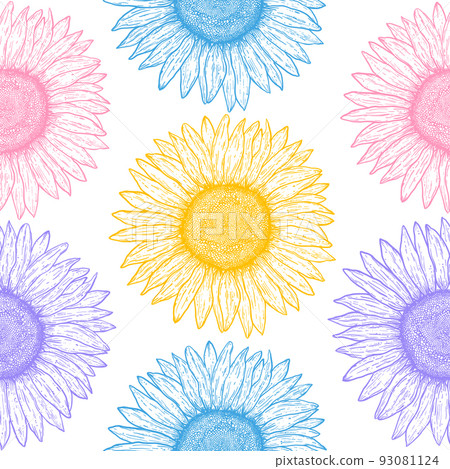 Seamless pattern with sunflowers 93081124