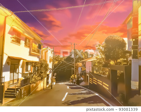 School road on the slope of the sunset 3 93081339