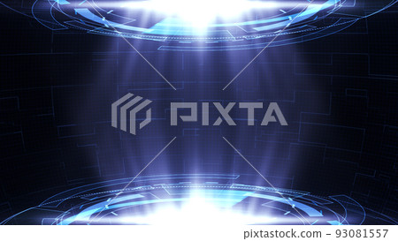 Tunnel Hologram Light Stand Show Digital Technology Futuristic Hud Background 93081557