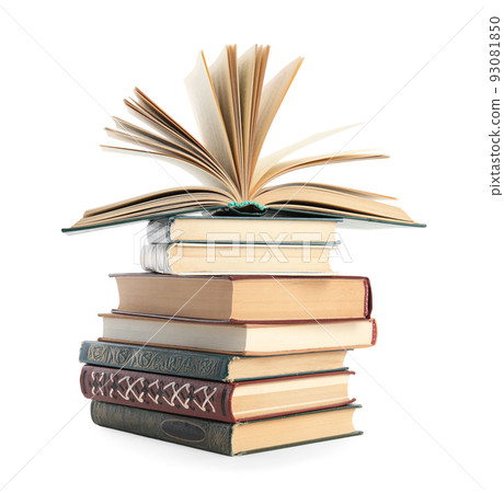 Collection of different books isolated on white 93081850