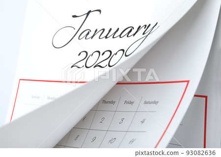 January 2020 calendar with turning pages as background, closeup January 2020 calendar with turning pages as background, closeup 93082636