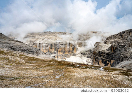 Panoramic rocky landscape of Sella Group Panoramic rocky landscape of Sella Group 93083052