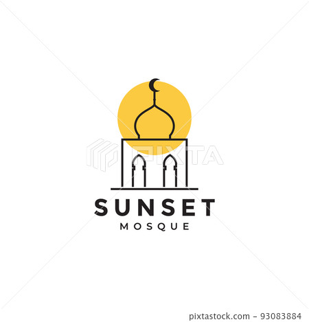 lines art mosque with sunset logo design lines art mosque with sunset logo design 93083884
