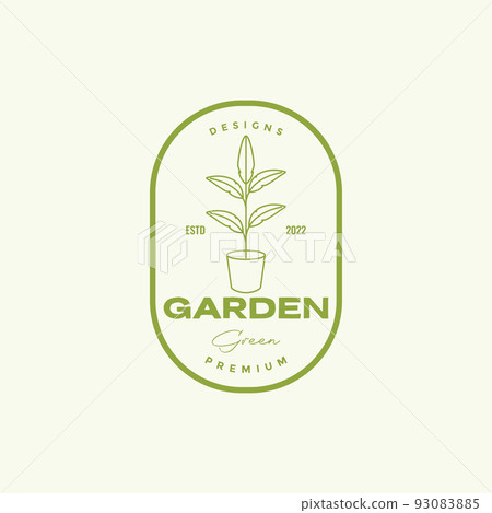 badge vintage plant and pot logo design badge vintage plant and pot logo design 93083885