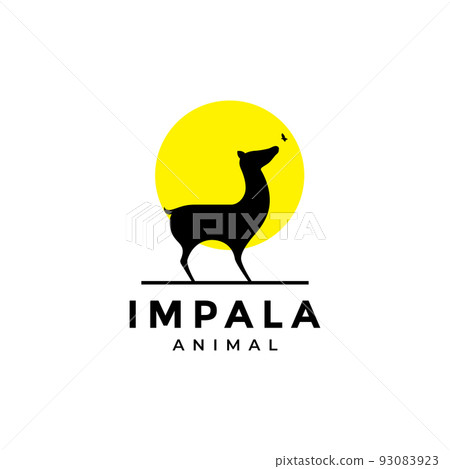 impala antelope with butterfly logo design 93083923
