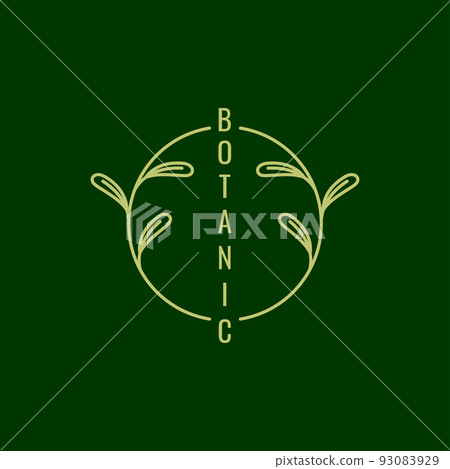 circle minimalist with vines leaf logo design 93083929