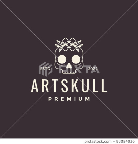 minimal vintage skull with flowers logo design minimal vintage skull with flowers logo design 93084036