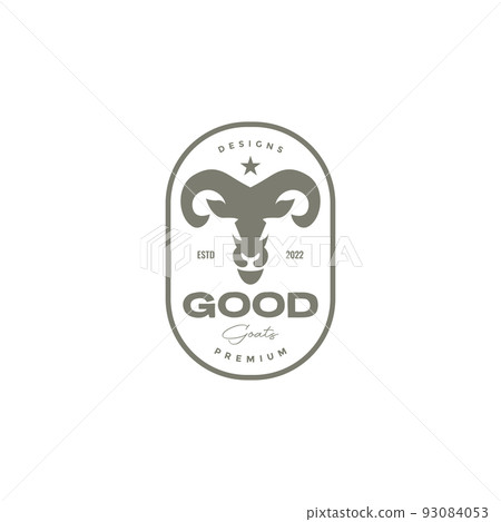 vintage badge with goat skull logo design 93084053