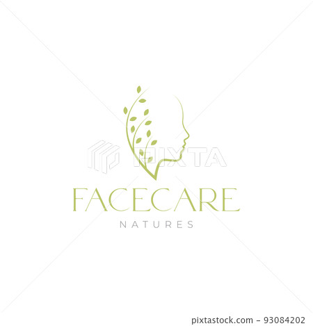 isolated women face with leaf care logo 93084202