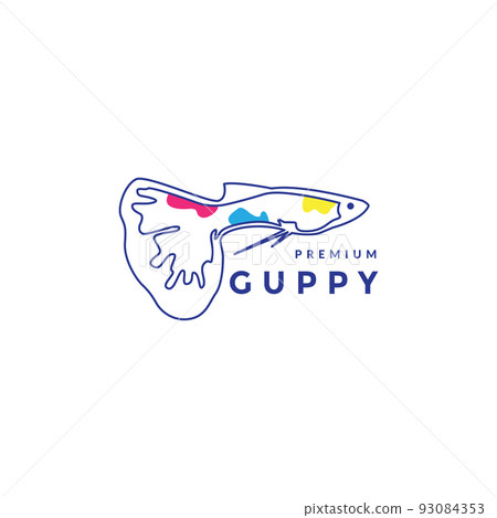 lines abstract guppy fish logo design 93084353