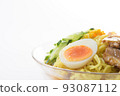 Chilled Chinese noodles _ Horizontal photo _ Three-part composition _ White background _ Boiled egg front 93087112