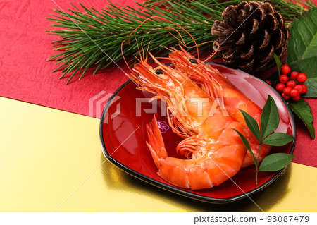 年菜 6_headed 蝦_background 紅、金、松 93087479