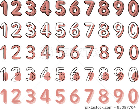 Numbers from 0 to 9 number number set red Numbers from 0 to 9 number number set red 93087704
