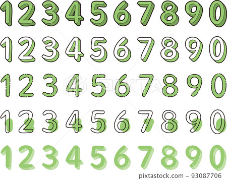 Numbers from 0 to 9 number number set green 93087706