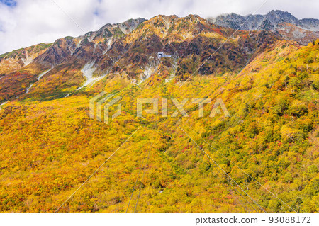 立山黑部阿爾卑斯山脈路線黑部平全景露台的秋季景觀 93088172