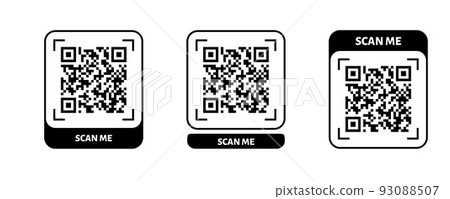 Scan me QR code design. QR code for payment, text transfer with scan me button. Vector illustration 93088507
