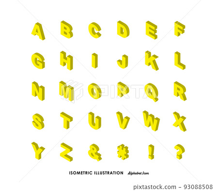 Isometric alphabet icon yellow 93088508
