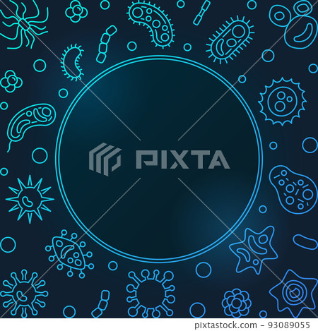Virus blue outline background. Vector creative virology frame 93089055