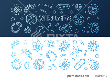 Viruses creative blue horizontal banners - vector illustration 93089057