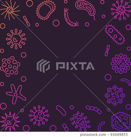 Microorganisms creative frame - vector linear illustration 93089855