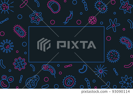 Microbiology outline creative horizontal vector frame 93090114
