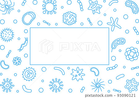 Bacteriology blue horizontal frame - vector concept illustration Bacteriology blue horizontal frame - vector concept illustration 93090121