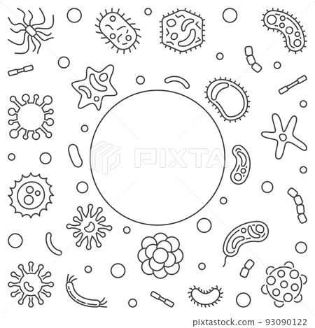 Bacteria, Viruses and Fungi square vector frame Bacteria, Viruses and Fungi square vector frame 93090122