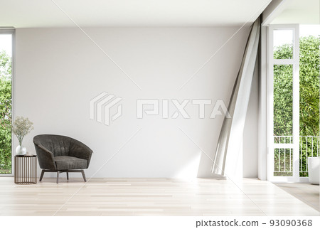 moderm style empty white wall living room decorate with brown lounge chair 3d render moderm style empty white wall living room decorate with brown lounge chair 3d render 93090368