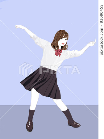 跳舞的高中女孩插圖 93090455