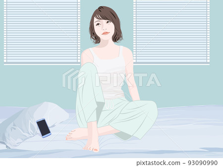 躺在床上的年輕女子 93090990